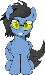 Size: 1456x2400 | Tagged: safe, artist:dsana, oc, oc only, oc:pegasus 316, oc:stainless key, pegasus, pony, 2017 community collab, derpibooru community collaboration, grin, simple background, smiling, solo, stylus, sunglasses, transparent background