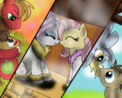 Size: 1000x800 | Tagged: safe, artist:muketti, big macintosh, caramel, derpy hooves, doctor whooves, fluttershy, rarity, pegasus, pony, unicorn, caramac, doctorderpy, female, flarity, gay, lesbian, male, mare, shipping, straight