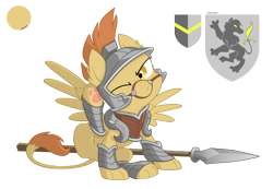 Size: 2800x1936 | Tagged: safe, artist:equestria-prevails, oc, oc only, oc:decima, sphinx, alternate universe, armor, behaving like a dog, cute, one eye closed, paw pads, paws, reference sheet, simple background, solo, spear, sphinx oc, transparent background, underpaw