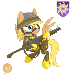 Size: 2000x2100 | Tagged: safe, artist:equestria-prevails, oc, oc only, alternate universe, armor, bridle, gun, helmet, rifle, simple background, solo, transparent background, weapon