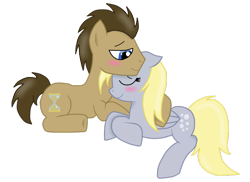 Size: 900x654 | Tagged: safe, artist:eternalash, derpy hooves, doctor whooves, pegasus, pony, blushing, cuddling, doctorderpy, female, male, mare, shipping, snuggling, straight