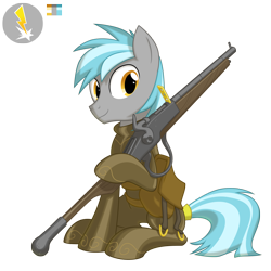 Size: 2500x2500 | Tagged: safe, artist:equestria-prevails, oc, oc:thunderclapper, alternate universe, gun, rifle, simple background, transparent background