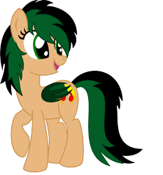 Size: 826x886 | Tagged: safe, artist:koonzypony, oc, oc only, oc:ignic rhythm, bat pony, pony, female, looking back, open mouth, raised hoof, smiling, solo