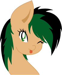 Size: 719x863 | Tagged: safe, artist:melting-base, oc, oc only, oc:ignic rhythm, bat pony, pony, female, long neck, looking at you, one eye closed, simple background, solo, tongue out, wink