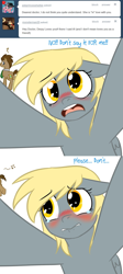 Size: 780x1742 | Tagged: safe, artist:jitterbugjive, derpy hooves, doctor whooves, pegasus, pony, ask, blushing, doctorderpy, female, lovestruck derpy, male, mare, shipping, straight, tumblr