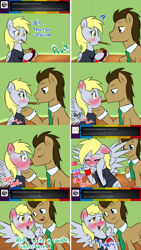 Size: 1280x2264 | Tagged: safe, artist:usagifriday, derpy hooves, doctor whooves, pegasus, pony, ask, ask otaku derpy, doctorderpy, female, male, mare, pocky, shipping, straight, tumblr