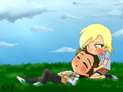 Size: 1200x900 | Tagged: safe, artist:usagifriday, derpy hooves, doctor whooves, human, clothes, converse, doctorderpy, female, humanized, male, shipping, shoes, sleeping, straight