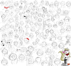 Size: 7000x6500 | Tagged: safe, artist:fullmetalpikmin, oc, oc only, oc:cherry blossom, absurd resolution, lineart, sketch, sketch dump