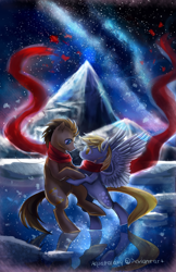 Size: 3000x4636 | Tagged: safe, artist:aquagalaxy, derpy hooves, doctor whooves, pegasus, pony, clothes, doctorderpy, female, male, mare, scarf, shipping, straight