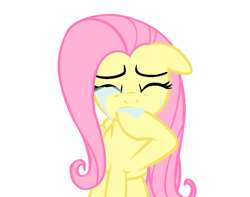 Size: 876x690 | Tagged: safe, fluttershy, pegasus, pony, crying, eyes closed, floppy ears, simple background, solo, white background