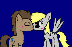 Size: 866x564 | Tagged: safe, artist:darkcruisebronystyle, derpy hooves, doctor whooves, pegasus, pony, blushing, doctorderpy, female, kissing, male, mare, ms paint, shipping, straight