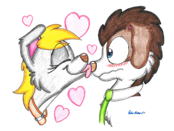 Size: 1940x1465 | Tagged: safe, artist:silversimba01, derpy hooves, doctor whooves, dog, doctorderpy, dogified, fanart, female, love, male, shipping, species swap, straight