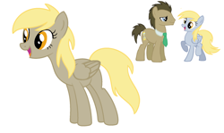 Size: 1024x610 | Tagged: safe, artist:estefania200, derpy hooves, doctor whooves, oc, pegasus, pony, doctorderpy, female, male, mare, offspring, parent:derpy hooves, parent:doctor whooves, parents:doctorderpy, shipping, simple background, straight, unnamed oc, white background