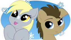 Size: 3840x2160 | Tagged: safe, artist:heiwa98, derpy hooves, doctor whooves, pegasus, pony, doctorderpy, female, heart, male, mare, shipping, snow, snowfall, straight, tongue out