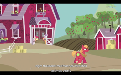 Size: 768x480 | Tagged: safe, screencap, apple bloom, big macintosh, scootaloo, sweetie belle, earth pony, pony, hearts and hooves day (episode), hearts and hooves day, male, stallion, youtube caption