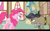 Size: 768x480 | Tagged: safe, derpibooru import, screencap, cranky doodle donkey, pinkie pie, donkey, earth pony, pony, a friend in deed, hub logo, ponyville, youtube caption