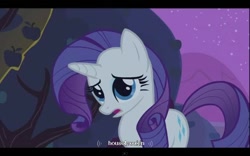 Size: 640x400 | Tagged: safe, derpibooru import, screencap, rarity, pony, unicorn, sisterhooves social, female, horn, mare, purple mane, white coat, youtube caption