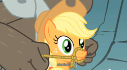 Size: 640x355 | Tagged: safe, derpibooru import, screencap, applejack, earth pony, pony, female, mare, youtube caption