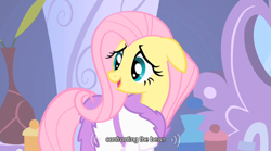 Size: 640x355 | Tagged: safe, derpibooru import, screencap, fluttershy, pegasus, pony, green isn't your color, youtube caption