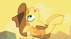 Size: 640x355 | Tagged: safe, screencap, braeburn, earth pony, pony, over a barrel, male, stallion, two toned mane, yellow coat, youtube caption