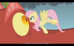 Size: 1024x640 | Tagged: safe, derpibooru import, screencap, basil, fluttershy, dragon, pegasus, pony, dragonshy, youtube caption