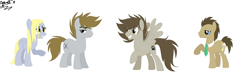 Size: 1912x636 | Tagged: safe, artist:pudimamassado321, derpy hooves, doctor whooves, oc, pony, doctorderpy, family, female, male, offspring, parent:derpy hooves, parent:doctor whooves, parents:doctorderpy, shipping, straight