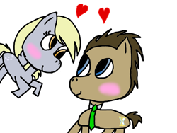 Size: 1024x768 | Tagged: safe, artist:mlpyatze, derpy hooves, doctor whooves, pony, doctorderpy, female, male, shipping, straight