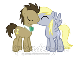 Size: 4134x3105 | Tagged: safe, artist:kai-alive, derpy hooves, doctor whooves, doctorderpy, female, kissing, male, shipping, straight