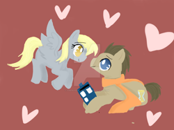 Size: 1024x768 | Tagged: safe, artist:xrenasonozakix, derpy hooves, doctor whooves, doctorderpy, female, male, shipping, straight, watermark