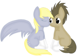 Size: 741x536 | Tagged: safe, artist:iiaquasplash, derpy hooves, doctor whooves, earth pony, pegasus, pony, clothes, doctorderpy, eyes closed, female, kissing, male, mare, shipping, simple background, socks, stallion, straight, transparent background