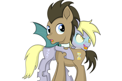 Size: 5315x3543 | Tagged: safe, artist:sparkleshadow, derpy hooves, doctor whooves, changeling, earth pony, pony, alternate universe, changelingified, cute, derpabetes, doctorbetes, doctorderpy, female, hug, male, mare, open mouth, shipping, simple background, species swap, stallion, straight, white background