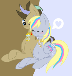 Size: 1984x2096 | Tagged: safe, artist:fluttershy918, derpy hooves, doctor whooves, alternate universe, base used, doctorderpy, female, male, prone, rainbow power, rainbow power-ified, shipping, straight