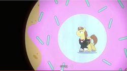 Size: 853x479 | Tagged: safe, screencap, donut joe, donut, food, swag, youtube caption