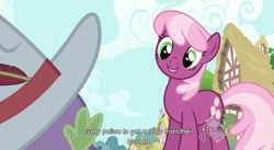 Size: 851x467 | Tagged: safe, screencap, cheerilee, spike, dragon, male, youtube caption