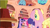 Size: 857x475 | Tagged: safe, derpibooru import, edit, edited screencap, screencap, fluttershy, pinkie pie, rarity, twilight sparkle, earth pony, pegasus, pony, unicorn, bridle gossip, appletini, book, caption, ei, flutterguy, golden oaks library, hairity, hub logo, implied death, micro, spitty pie, twilight flopple, youtube caption