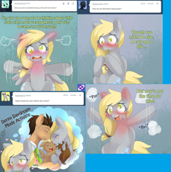 Size: 1702x1716 | Tagged: safe, artist:ende26, derpy hooves, doctor whooves, oc, pony, blushing, blushing profusely, daydream, doctorderpy, ear blush, female, key, lovestruck derpy, male, offspring, parent:derpy hooves, parent:doctor whooves, parents:doctorderpy, shipping, straight