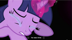 Size: 855x474 | Tagged: safe, screencap, twilight sparkle, crying, implied incest, youtube caption