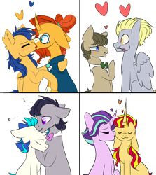 Size: 2500x2800 | Tagged: safe, artist:bublebee123, artist:icey-wicey-1517, color edit, edit, derpy hooves, dj pon-3, doctor whooves, dopey hooves, flare warden, flash sentry, octavia melody, octavius, record scrape, starlight glimmer, stellar gleam, sunburst, sunset glare, sunset shimmer, sunstone (g4 r63 sunburst), the doctoress, vinyl scratch, earth pony, pegasus, pony, unicorn, collaboration, alternate hairstyle, bipedal, blushing, bowtie, clothes, coat markings, colored, curved horn, cute, diasentres, doctorbetes, doctorderpy, dopeytoress, ear fluff, eyes closed, female, flarestone, flashburst, floppy ears, flower, flower in mouth, gay, glasses, heart, horn, hug, kiss on the cheek, kissing, lesbian, male, mare, mouth hold, onomatopoeia, raised hoof, robe, rule 63, rule63betes, scrapetavius, scratchtavia, shimmerglimmer, shipping, simple background, sitting, sleeping, sound effects, stallion, stellarglare, straight, sunbetes, sunburst's glasses, sunburst's robe, tavibetes, transparent background, vinylbetes, wall of tags, zzz