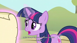 Size: 850x475 | Tagged: safe, screencap, twilight sparkle, pony, unicorn, female, horn, mare, mein kampf, youtube caption