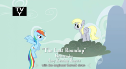 Size: 853x469 | Tagged: safe, derpibooru import, screencap, derpy hooves, rainbow dash, pegasus, pony, the last roundup, engineer, female, mare, youtube caption