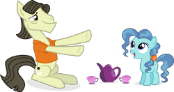 Size: 3453x1818 | Tagged: safe, artist:punzil504, petunia paleo, earth pony, pony, clothes, con air, crossover, duo, female, filly, garland greene, male, not creepy, simple background, smiling, stallion, steve buscemi, transparent background, vector, we are going to hell