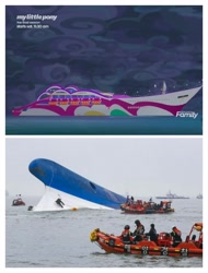 Size: 3106x4096 | Tagged: safe, edit, screencap, better together, equestria girls, spring breakdown, background pony strikes again, disaster, ferry, irl, op is a cuck, op is trying to start shit, photo, sewol, sinking, south korea, we are going to hell