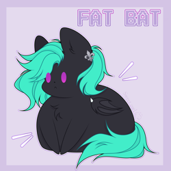 Size: 3000x3000 | Tagged: safe, artist:sweetowl, oc, oc only, oc:moonlight requiem, bat pony, pony, :<, belly, big belly, commission, fat, female, mare, obese, simple background, solo, squishy, ych result