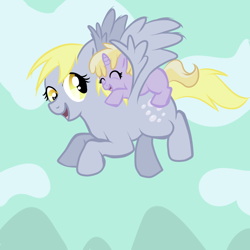 Size: 1000x1000 | Tagged: safe, artist:sirgalahadbw, derpy hooves, dinky hooves, pegasus, pony, equestria's best mother, female, mare