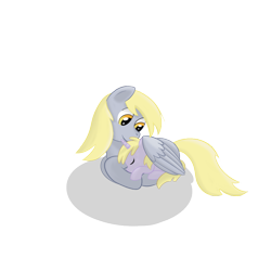 Size: 1000x1000 | Tagged: dead source, safe, artist:spaerk, derpy hooves, dinky hooves, pegasus, pony, unicorn, equestria's best mother, female, filly, mare