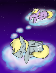 Size: 700x900 | Tagged: safe, artist:shinmera, derpy hooves, dinky hooves, pegasus, pony, equestria's best mother, female, mare, sleeping