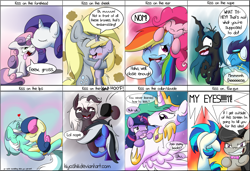 Size: 1431x976 | Tagged: safe, artist:kiyoshiii, derpibooru import, bon bon, derpy hooves, dinky hooves, dj pon-3, lyra heartstrings, octavia melody, pinkie pie, princess celestia, queen chrysalis, rainbow dash, rarity, soarin', sweetie belle, sweetie drops, twilight sparkle, vinyl scratch, oc, alicorn, changeling, changeling queen, earth pony, pegasus, pony, unicorn, abstract background, adorabon, art meme, biting, blushing, cheeselegs, clothes, cute, cutealis, cutelestia, dashabetes, derpabetes, dialogue, diapinkes, diasweetes, dinkabetes, disgusted, ear bite, equestria's best mother, female, filly, glare, goggles, heart, hoof shoes, kissing, lesbian, licking, looking at you, lyrabetes, lyrabon, male, mare, mother and child, mother and daughter, nom, ocbetes, parent and child, pinkiedash, raribetes, scratchtavia, shipping, siblings, silly, sisters, soarinbetes, straight, tavibetes, tongue out, twiabetes, twilestia, uniform, vinylbetes, wall of tags, wonderbolts uniform