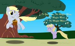 Size: 1600x1000 | Tagged: safe, artist:therecliner27, derpy hooves, dinky hooves, pegasus, pony, cute, derpabetes, dinkabetes, equestria's best daughter, equestria's best mother, female, like mother like daughter, mare, mother and child, mother and daughter, parent and child, pronking