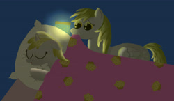 Size: 5184x3000 | Tagged: safe, artist:eillahwolf, derpy hooves, dinky hooves, pegasus, pony, bed, equestria's best mother, female, mare, sleeping