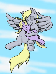 Size: 1600x2109 | Tagged: safe, artist:blayaden, derpy hooves, dinky hooves, pegasus, pony, equestria's best mother, female, flying, mare